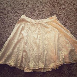 Cream skater skirt with floral embroidery